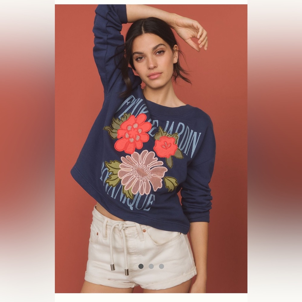 NWT Anthropologie Appliqué Pullover Sweater